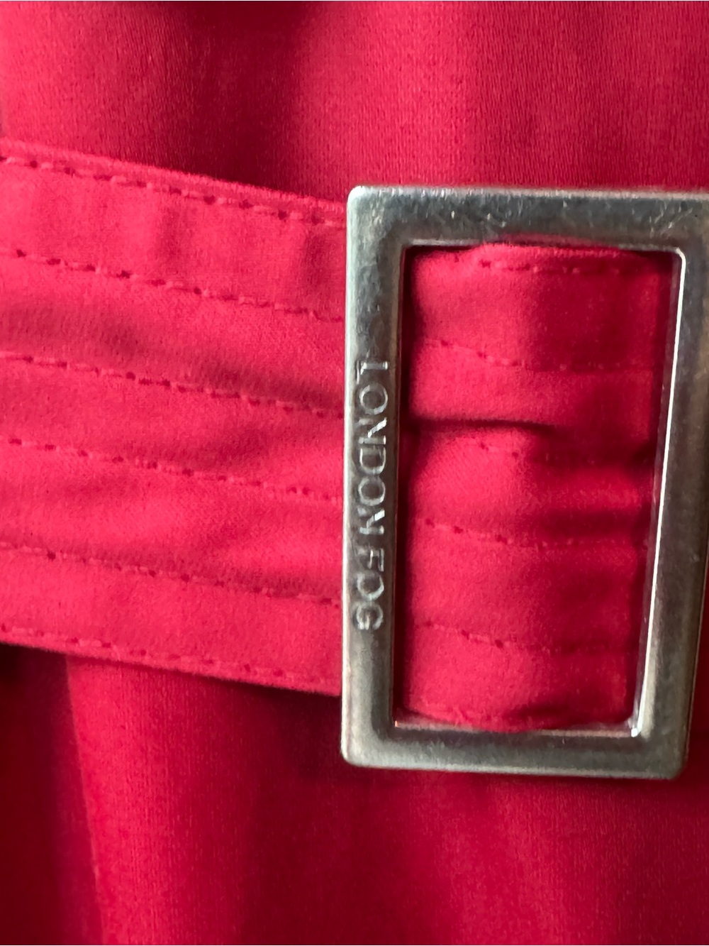 London Fog Red Double-Breasted Trench Coat with Belt xl - Picture 3 of 7